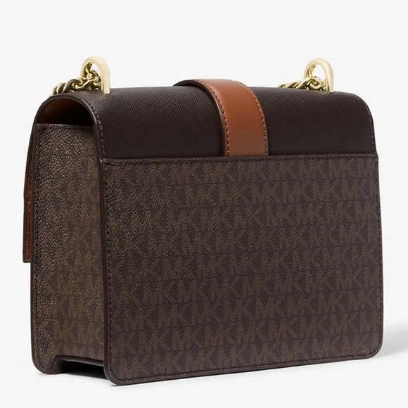 Michael Kors Greenwich SM Color-Block Signature Logo Crossbody Bag Brown Multi - Picture 7 of 11